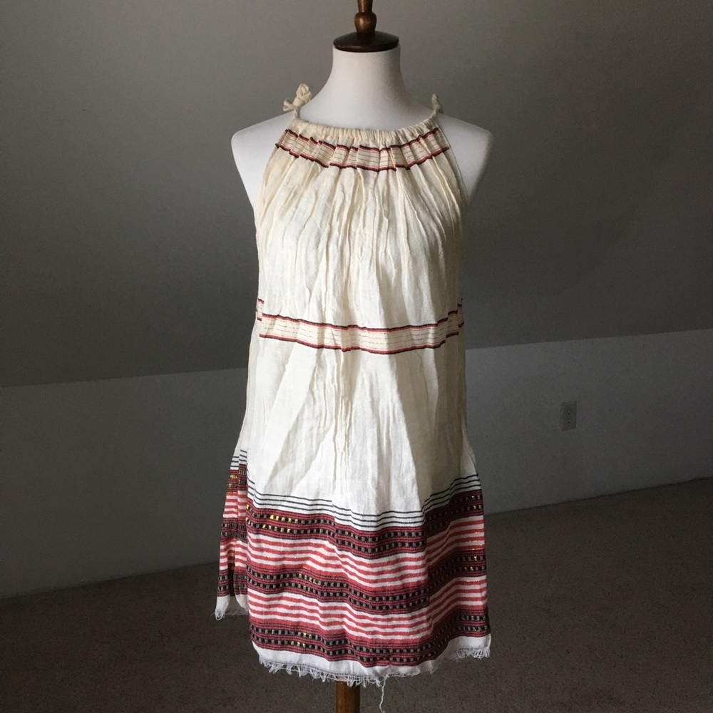 Auth Ethiopian Hand Made Linen Trapeze Dress RARE